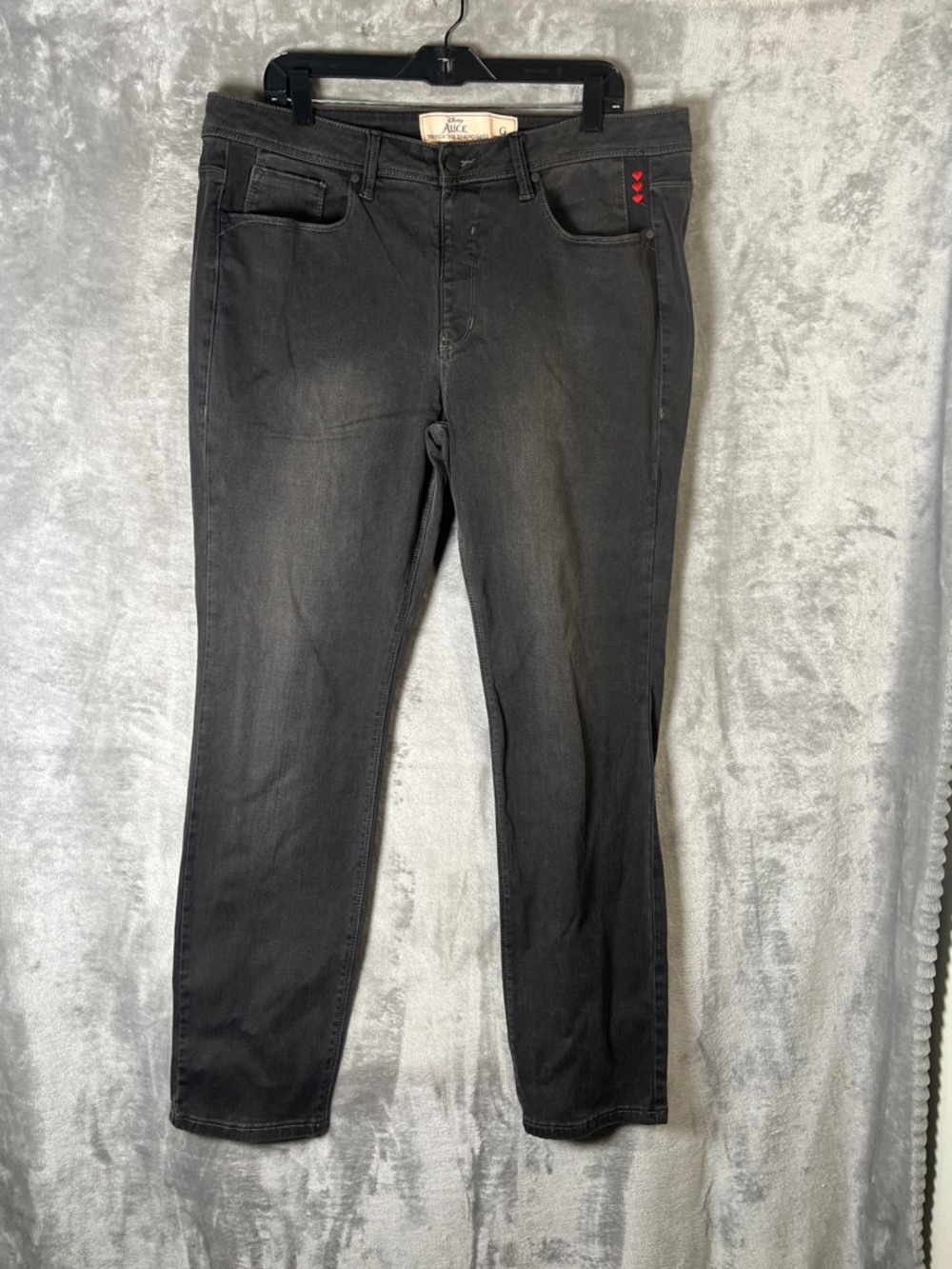 Disney Slim Straight Jeans in Black with Red Accent